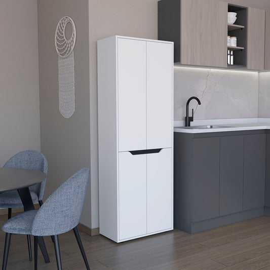 TUHOME Herrin Storage Cabinet Kitchen Pantry with Four Doors, Five Interior Shelves, Space-Saving Vertical Design for Organizing Food, Utensils and Cookware, Modern Multi-Storage Unit with Sophisticated Contemporary Style