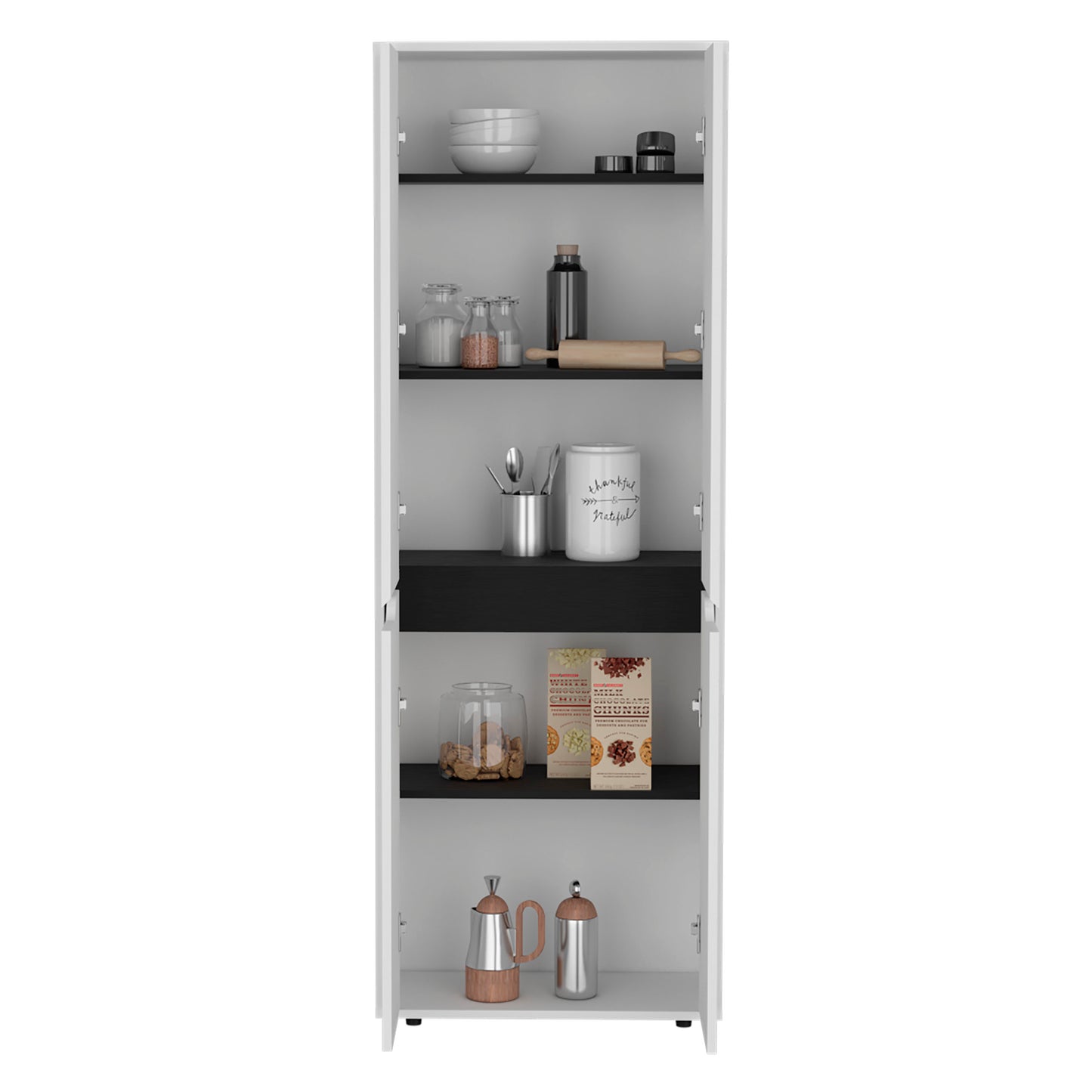 Herrin Storage Cabinet Kitchen Pantry With Four Doors And And Five Interior Shelves