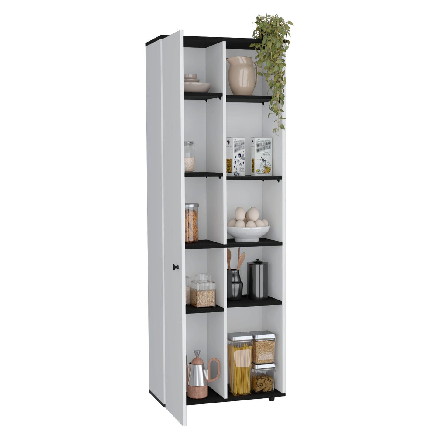 Hoyt Kitchen Pantry Storage Cabinet With And Five Interior And Exterior Shelves