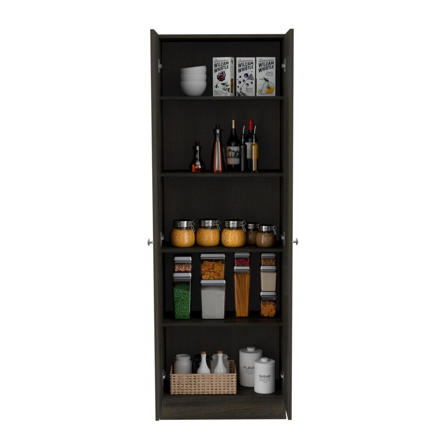 Lombardi Tall Cabinet with Five Drawers, Kitchen Pantry