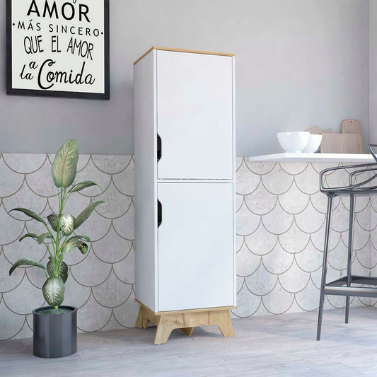 Tuhome Pamplona Microwave Tall Cabinet with Spacious Counter Surface, Multiple Storage Shelves, Upper and Lower Double Door Cabinets, Integrated Cable Management and Large Vertical Design for Modern Kitchens