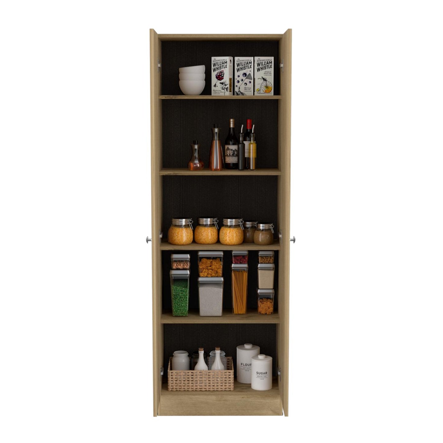Lombardi Tall Cabinet with Five Drawers, Kitchen Pantry