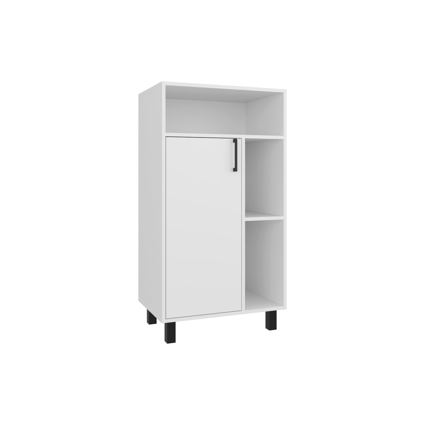 Bryce Base Cabinet, Compact Organizer, With One Door, Open Shelves And Top Display Space