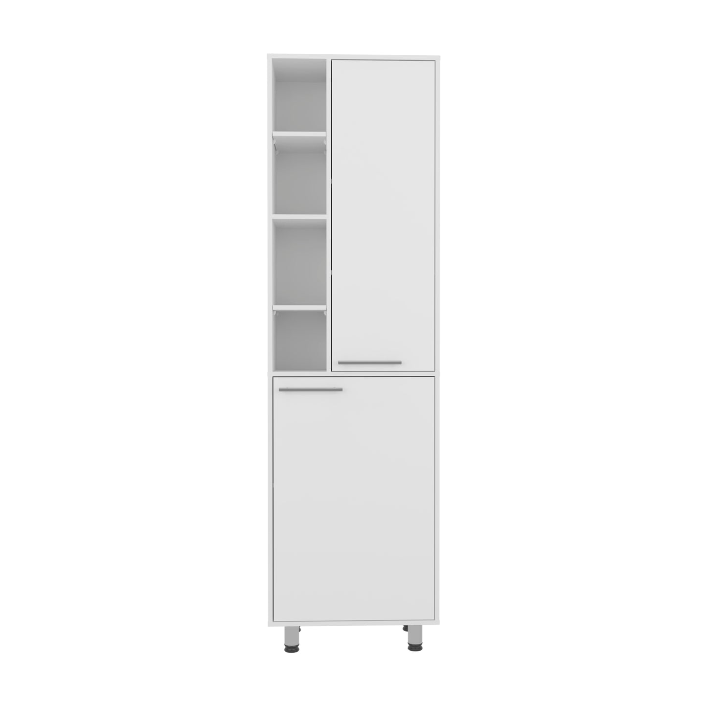 Burton Kitchen Pantry with 2 Doors, Adjustable Shelves, side Shelves, Compact Storage Cabinet for Kitchen Organization