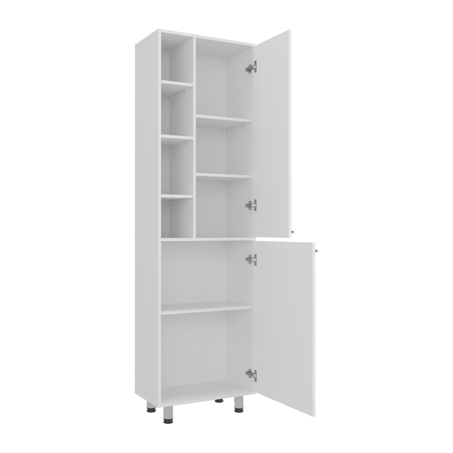 Burton Kitchen Pantry with 2 Doors, Adjustable Shelves, side Shelves, Compact Storage Cabinet for Kitchen Organization