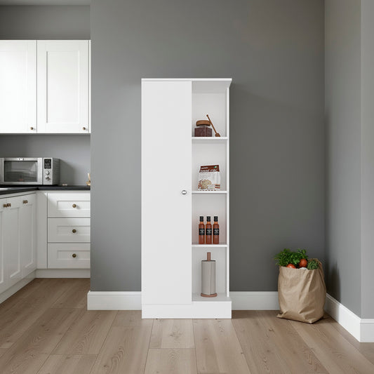 Pantress Complete Kitchen Pantry and Microwave Cabinet with One Door Side Kitchen Storage Cabinet, Compact Countertop, One Drawer, One Small Cabinet and, One Open Shelf