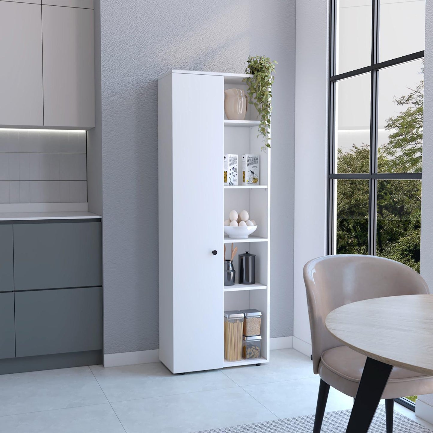 Hoyt Kitchen Pantry Storage Cabinet With And Five Interior And Exterior Shelves