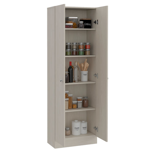 Tuhome Lambardi Tall Multistorage Cabinet with Double Door Design, Five Deep Interior Shelves, Freestanding Vertical Storage Solution for Kitchens, Laundry Rooms, Bedrooms or Utility Areas to Maximize Home Organization