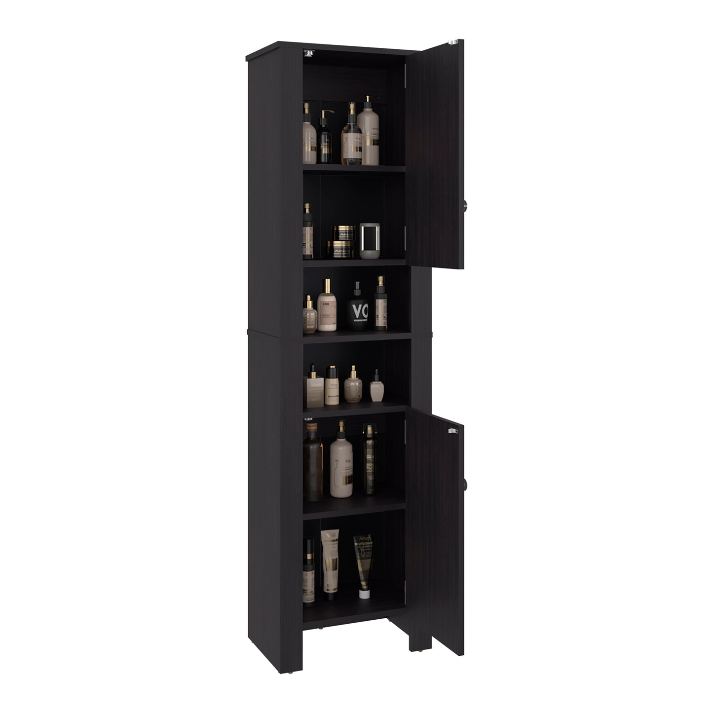 Vanessa Bathroom Cabinet with Auxiliary Storage Modern Freestanding Organizer, Space-Saving Bathroom Storage