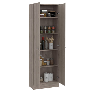 Tuhome Lambardi Tall Multistorage Cabinet with Double Door Design, Five Deep Interior Shelves, Freestanding Vertical Storage Solution for Kitchens, Laundry Rooms, Bedrooms or Utility Areas to Maximize Home Organization
