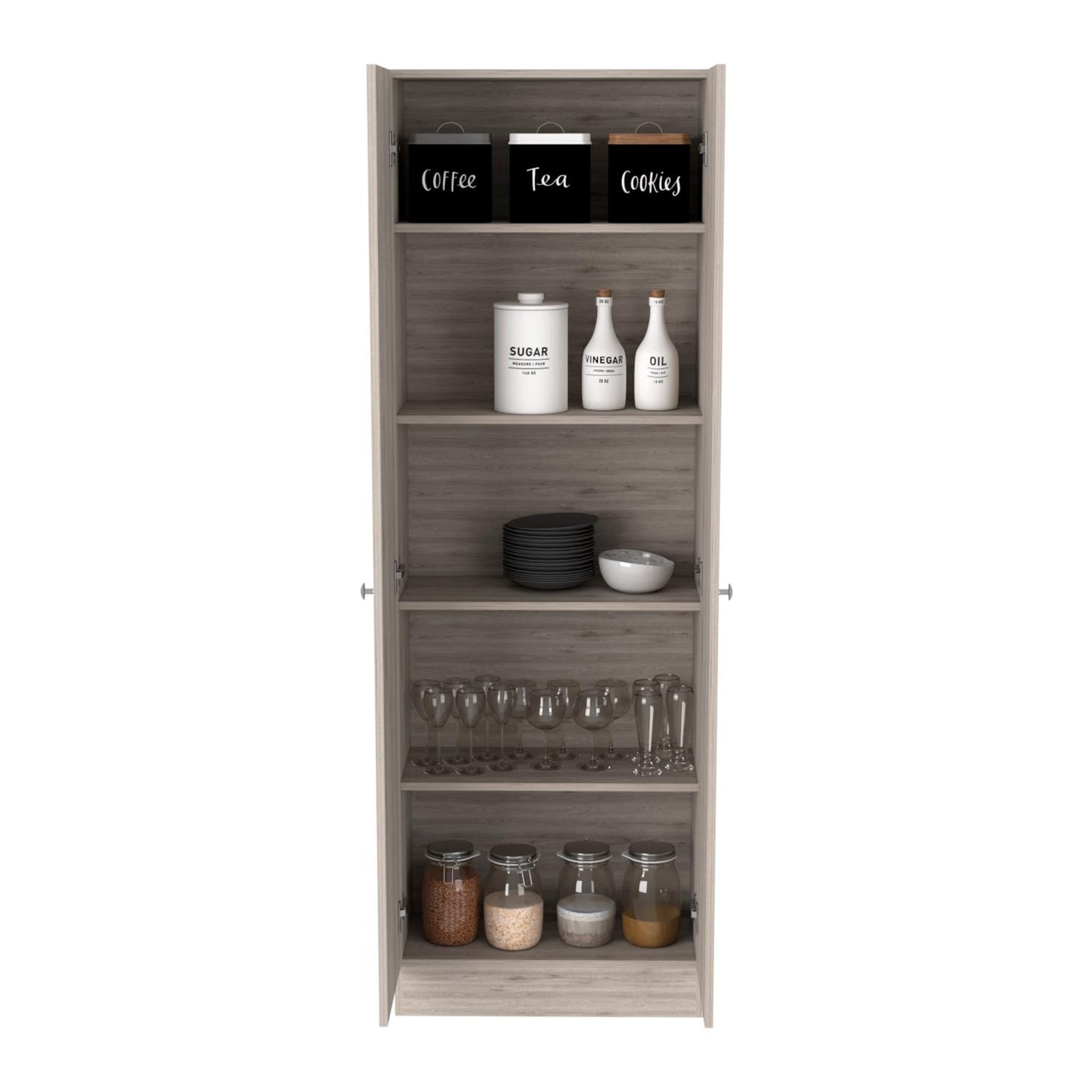 Lombardi Tall Cabinet with Five Drawers, Kitchen Pantry