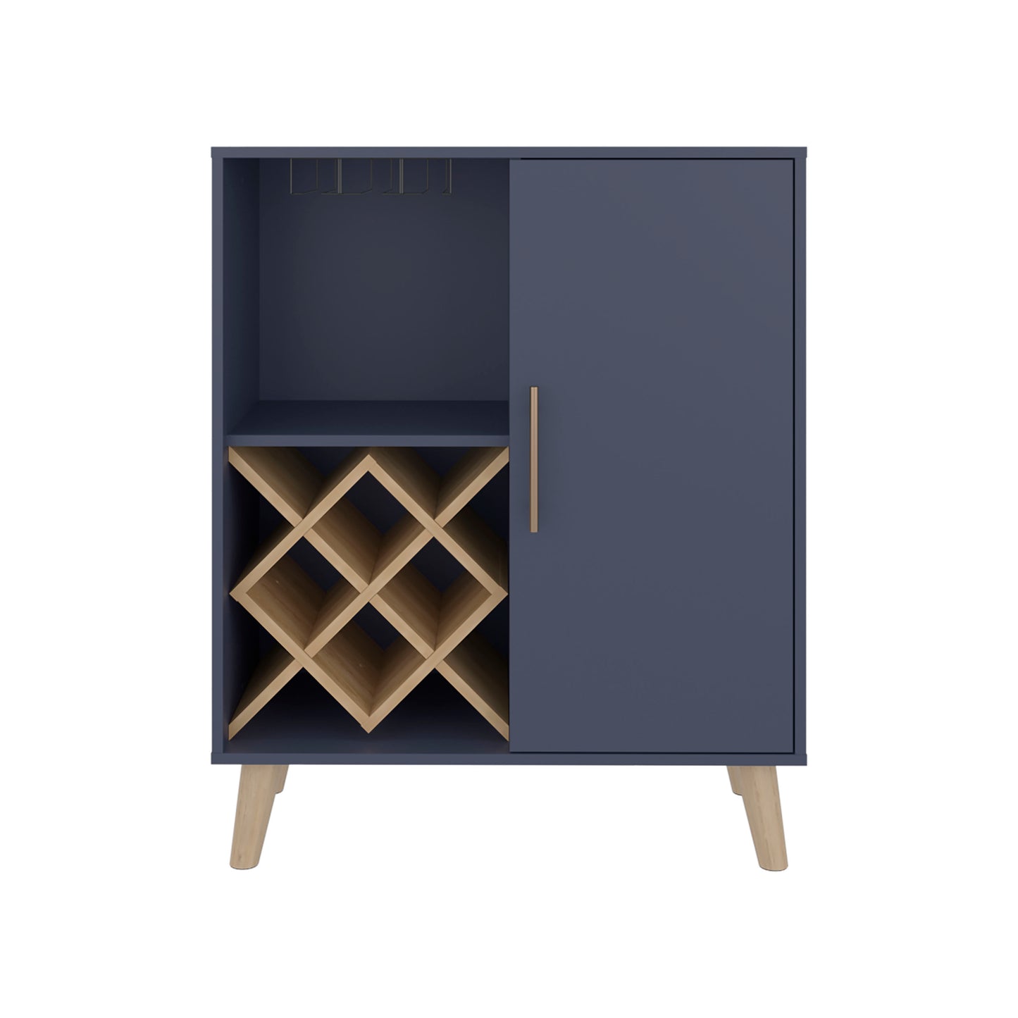 Cave Low Bar Cabinet with Open Storage, Modern Bar Furniture for Living Room or Entertainment Area