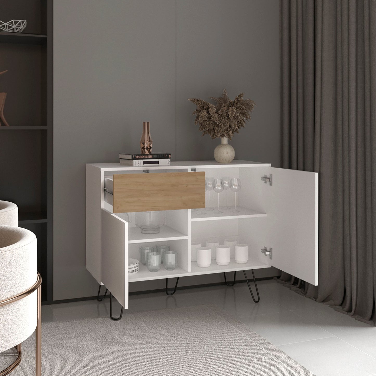 Tori Sideboard, four open shelves for Living Room