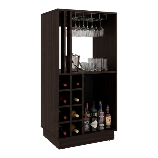 Caoba Home Bar Cabinet with Wine Bottle Storage, Glass Holder, Shelves and Cabinet Doors for Dining Room, Kitchen, Living Room or Bar Area