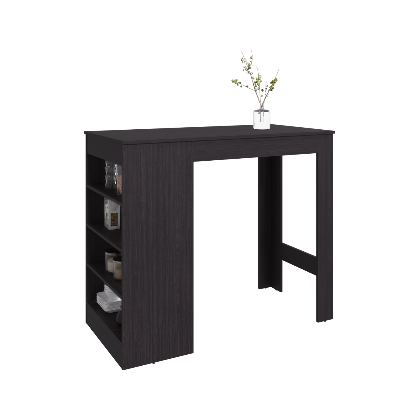 Greer Counter Table with 4 Storage Shelves, Compact Home Bar, Dinning Room or Kitchen Furniture, With Space-Saving Modern Design