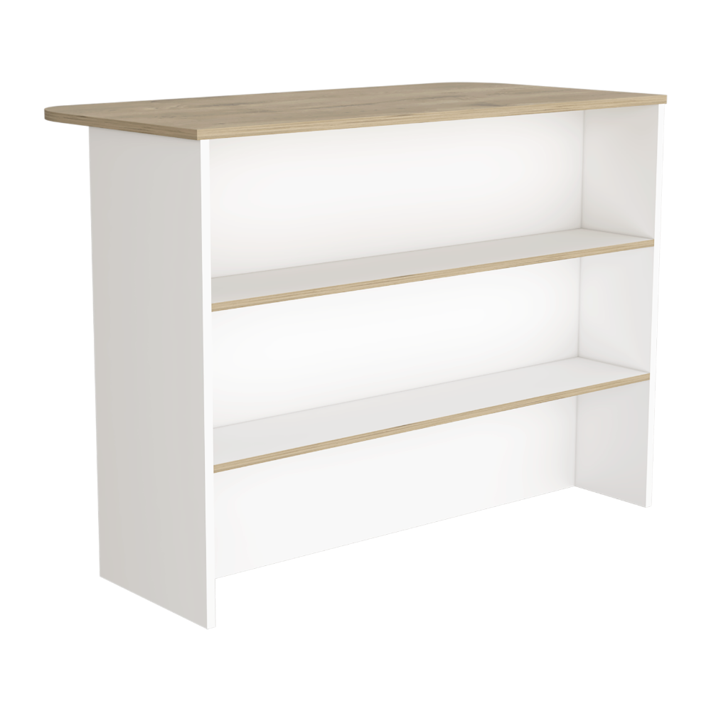 Fendi Kitchen Island with Open Down Shelves, Storage Cabinets, and Top Counter Space For A Modern Style Kitchen or Coffee Station