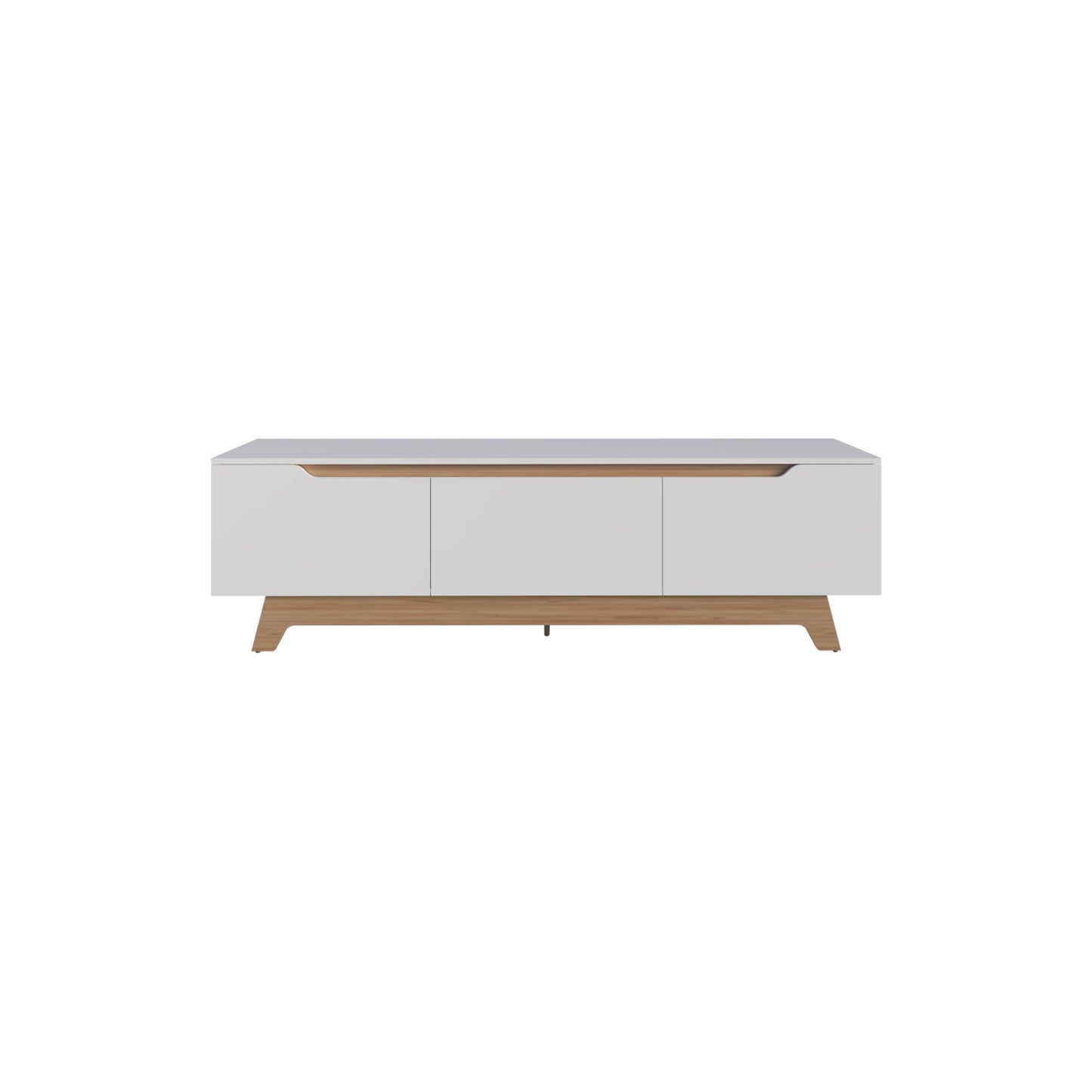 Woodall Tv Stand, Two Doors Modern Entertainment Center, Open Shelves And Cable Management