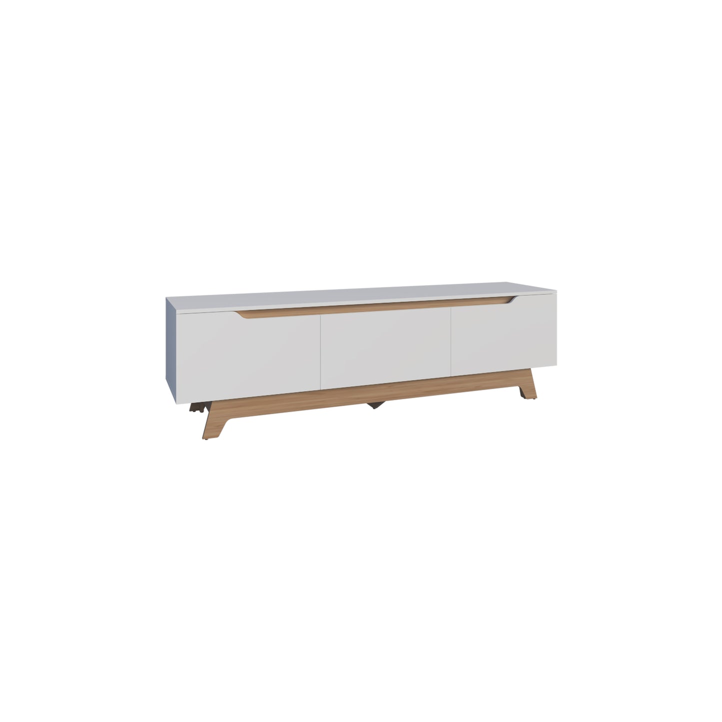 Woodall Tv Stand, Two Doors Modern Entertainment Center, Open Shelves And Cable Management