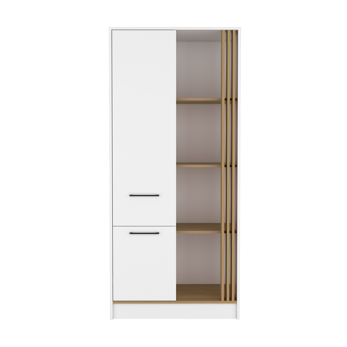 Vance Armoire With Double Doors, Interior Hanging Rod And Shelves, Freestanding Modern Wardrobe Closet