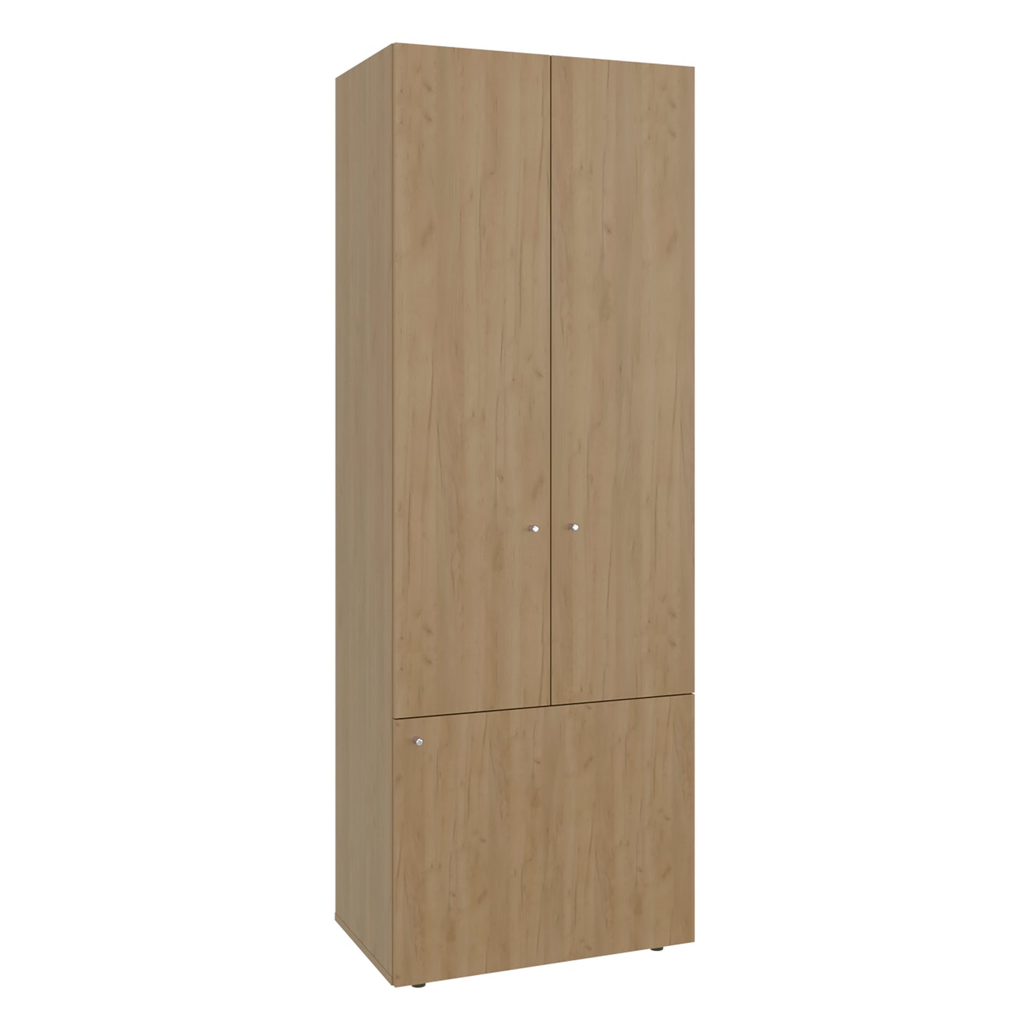 Home 3 Door Closet System with Hanging Rod for clothes and interior Shelves, Manufactured Wood Freestanding Bedroom Storage, Utility Room or Laundry Room Furniture