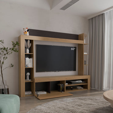 Cecil Entertainment Center and TV Stand with Open Below Shelves and Storage Compartments with One Door