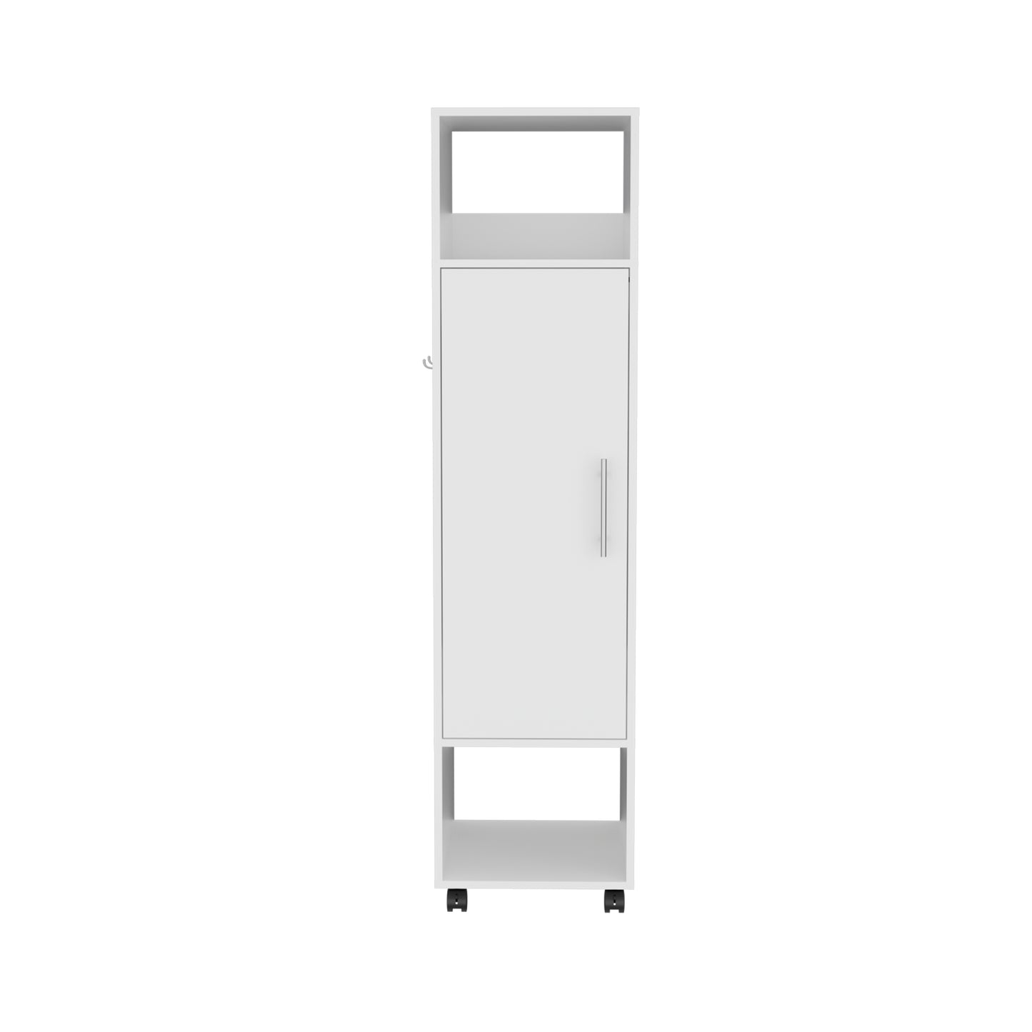 Cluster 63" Tall Wardrove One-Door Cabinet with Mirror, Three Shelves, Casters and Hanging Rod, Armoire, Bedroom Clothes Storage, Cabinet Organizer