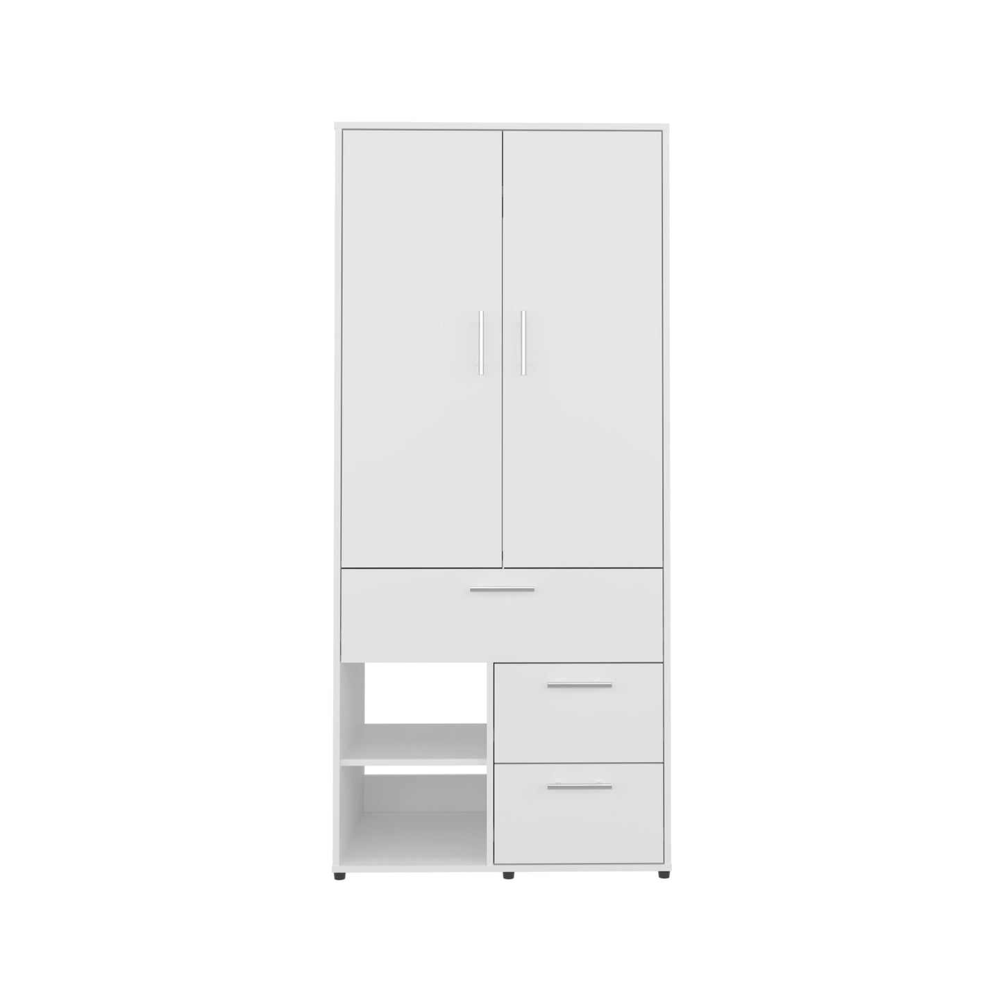 Alpine Armoire With Double Doors, Hanging Rod And Interior Shelves, Freestanding Modern Wardrobe Closet