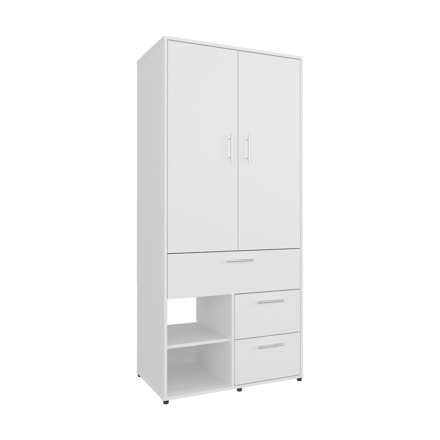 Alpine Armoire With Double Doors, Hanging Rod And Interior Shelves, Freestanding Modern Wardrobe Closet
