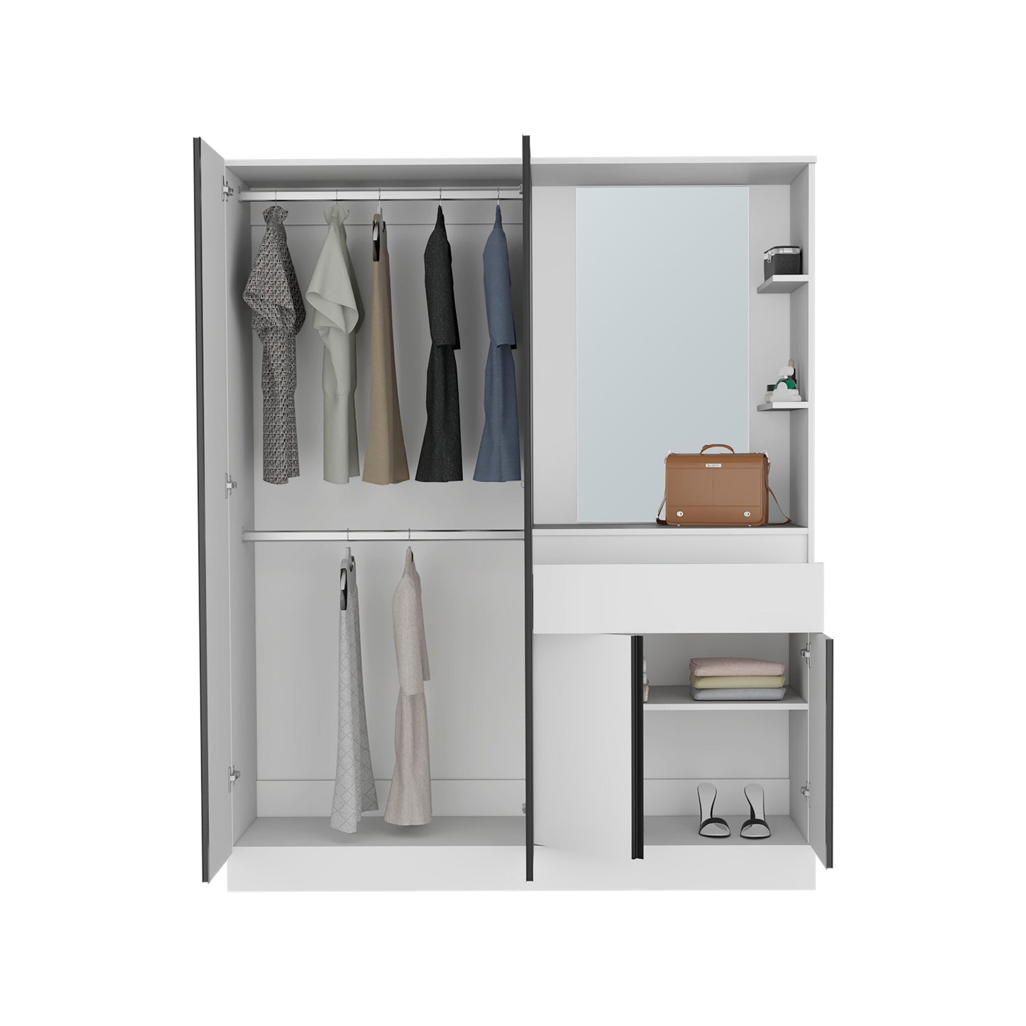 Kamelot Armoire With Double Doors, Hanging Rod And Interior Shelves