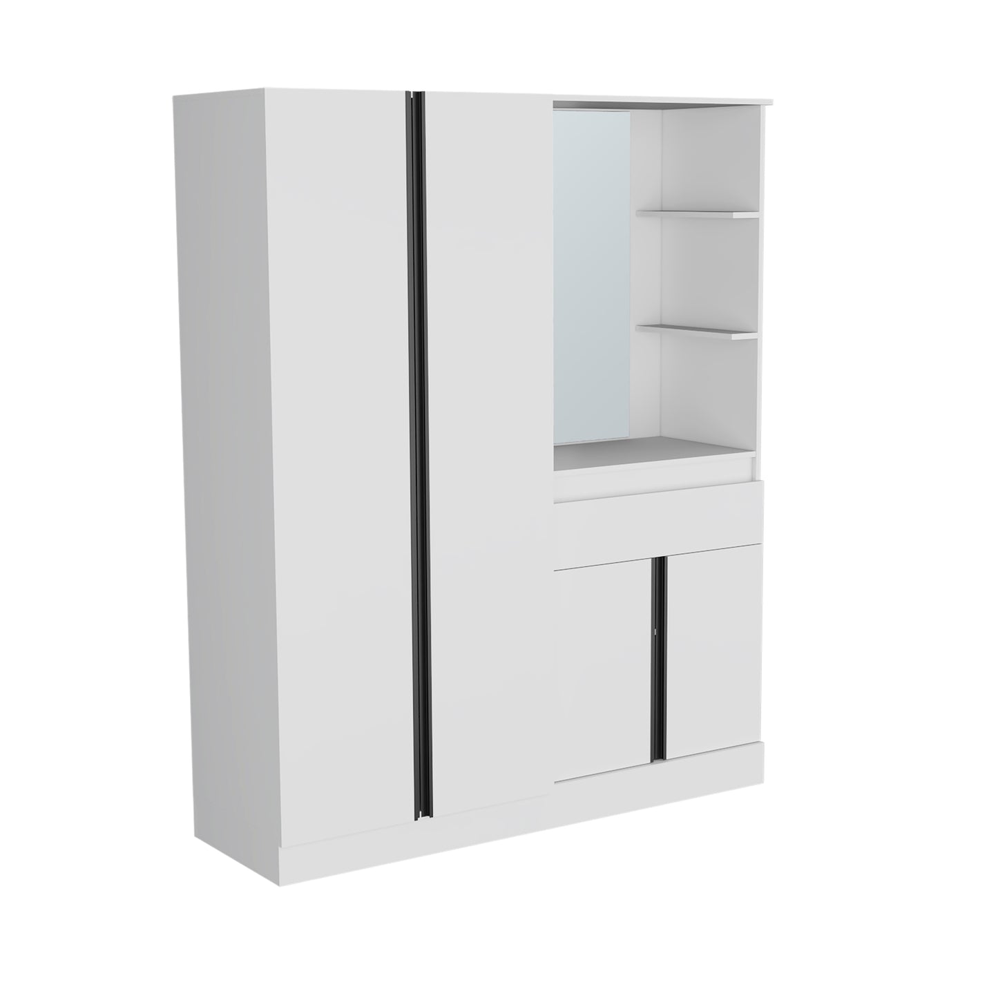 Kamelot Armoire With Double Doors, Hanging Rod And Interior Shelves