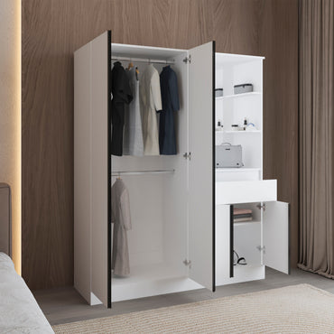 Kamelot Armoire With Double Doors, Hanging Rod And Interior Shelves