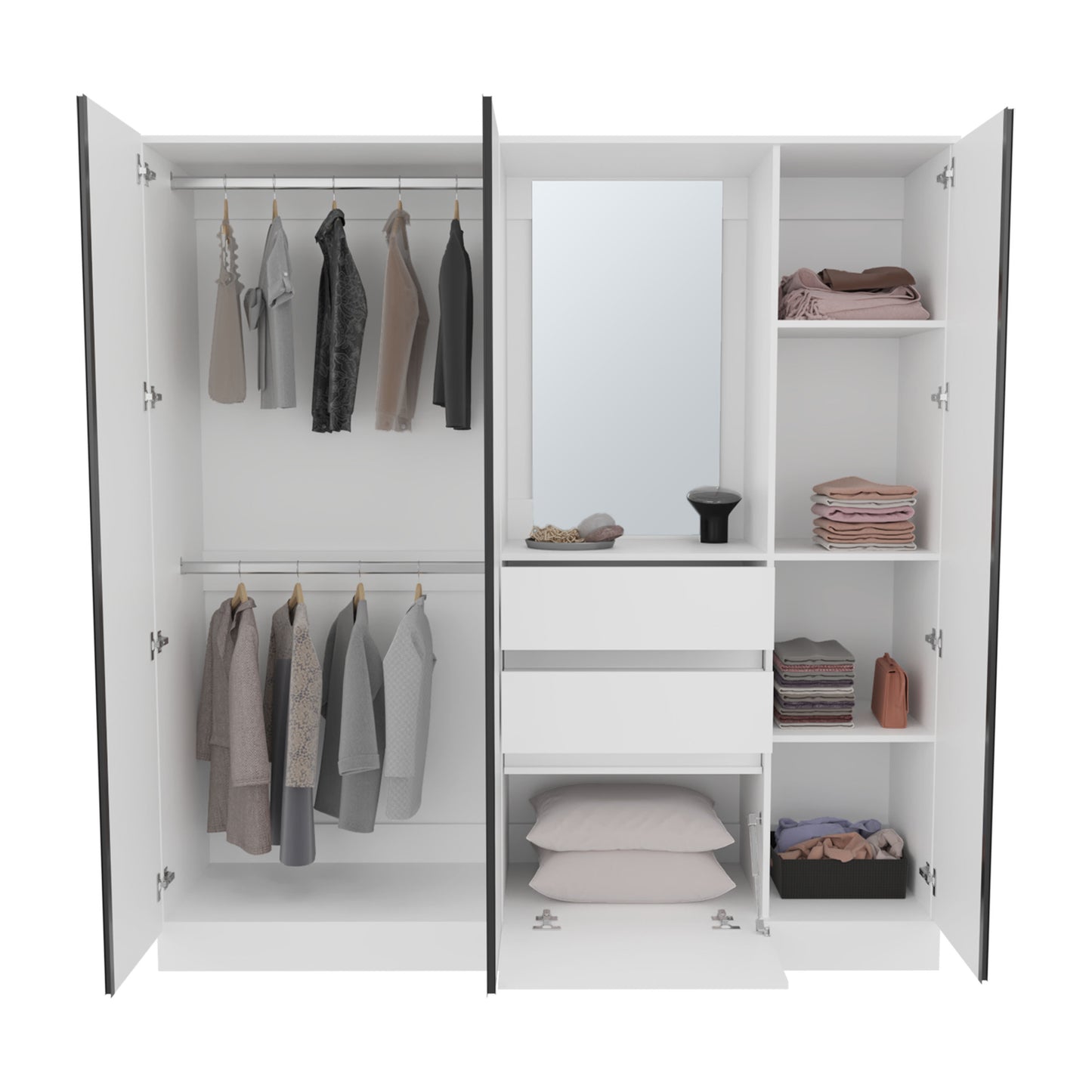 Kamelot 1,80 Armoire With Double Doors, Hanging Rod And Interior Shelves