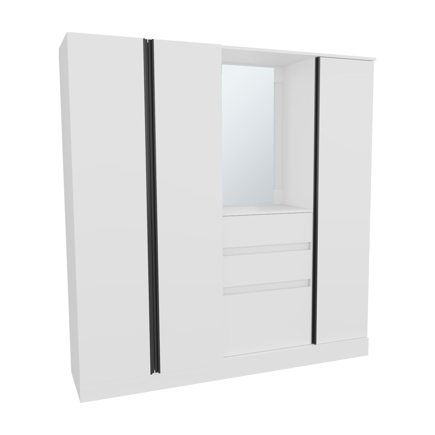 Kamelot 1,80 Armoire With Double Doors, Hanging Rod And Interior Shelves