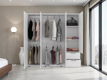 Vance Armoire 200 for Bedroom and Home Storage, Tall Wardrobe Cabinet with Clean Modern Design for Clothing and Household Organization, Space-Efficient Furniture Solution, White Finish