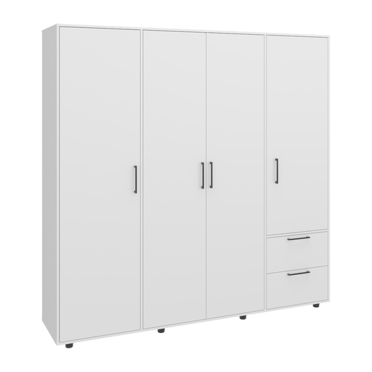 Vance Armoire 200 for Bedroom and Home Storage, Tall Wardrobe Cabinet with Clean Modern Design for Clothing and Household Organization, Space-Efficient Furniture Solution, White Finish