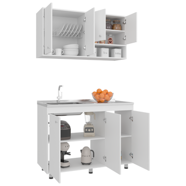 Napoleon Kitchen Cabinet Set for Home Kitchen Storage and Organization, Multi-Unit Cabinet Solution with Clean Design for Pantry and Prep Areas, Modern Style, White Finish