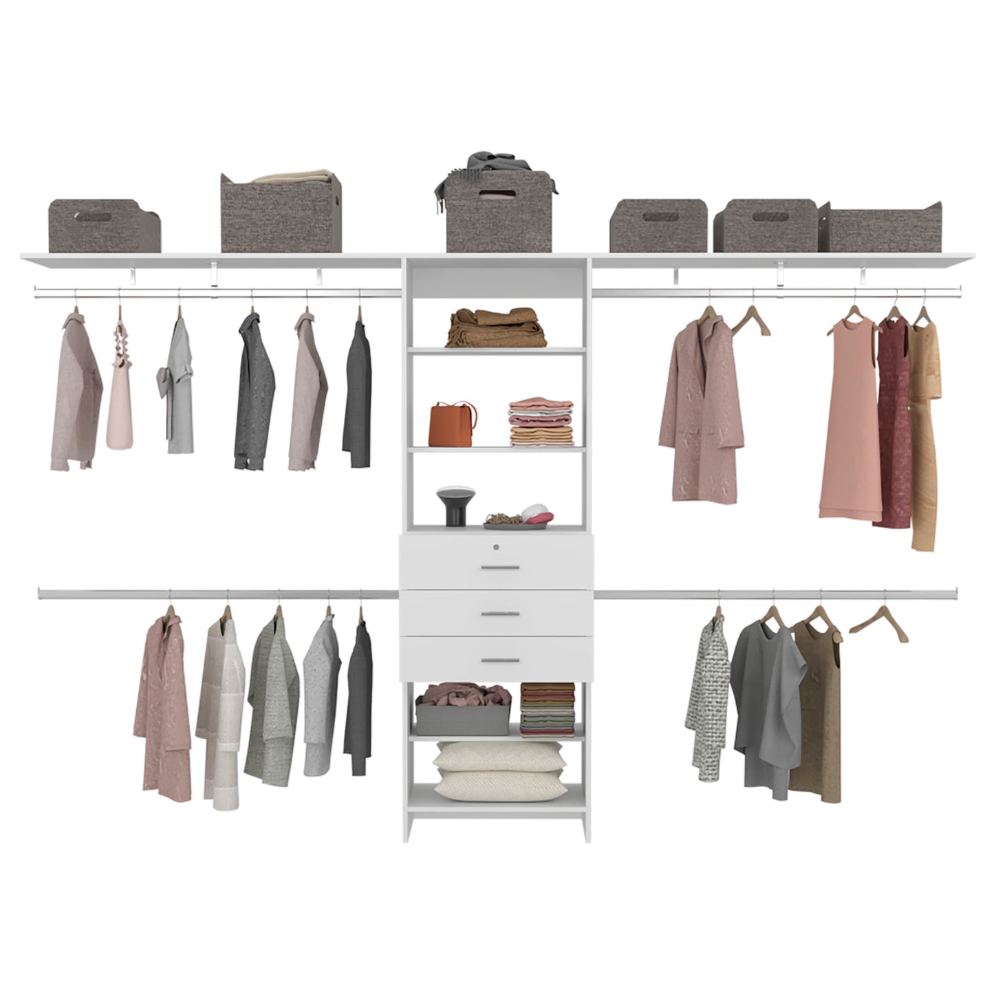 Walking Closet Plego 3, Open Wardrove for Wall With Shelves