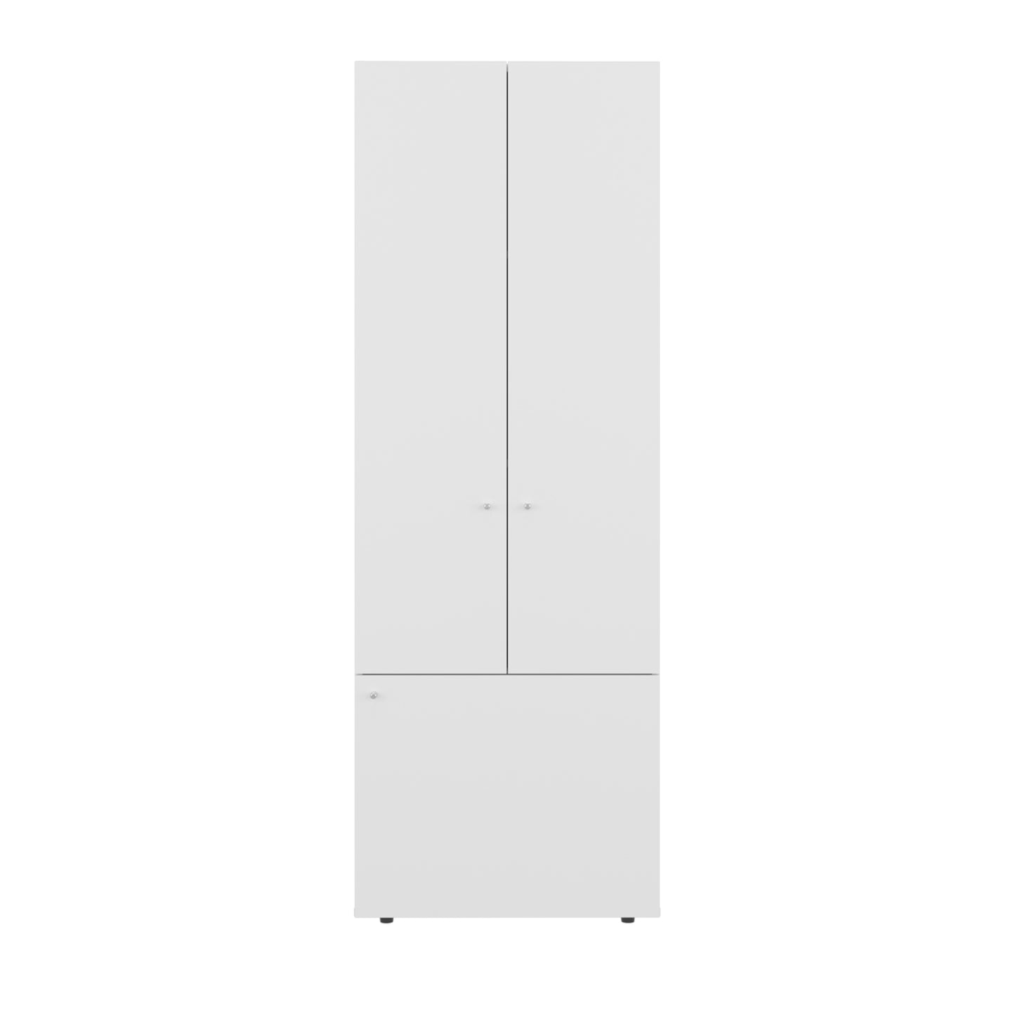 Home 3 Door Closet System with Hanging Rod for clothes and interior Shelves, Manufactured Wood Freestanding Bedroom Storage, Utility Room or Laundry Room Furniture