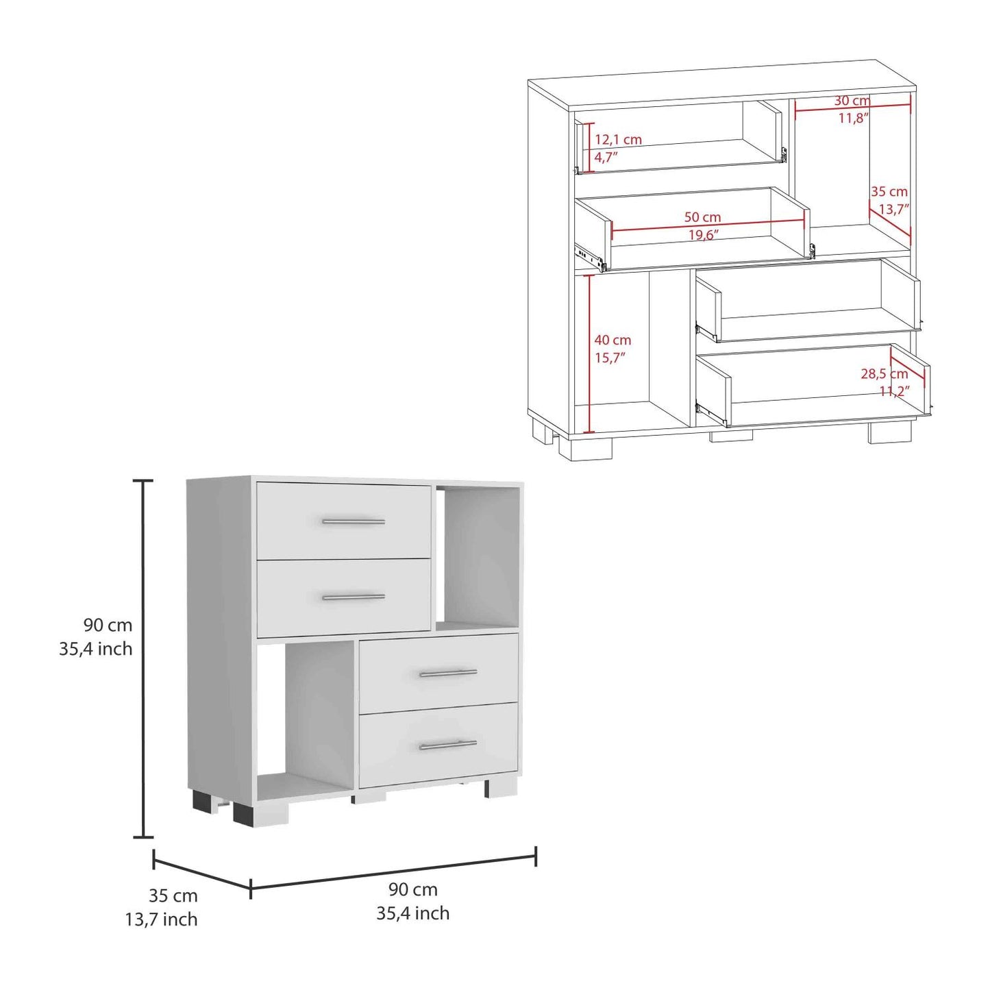 Alyn Dresser, Four Drawers, One Double Drawer, Superior Top