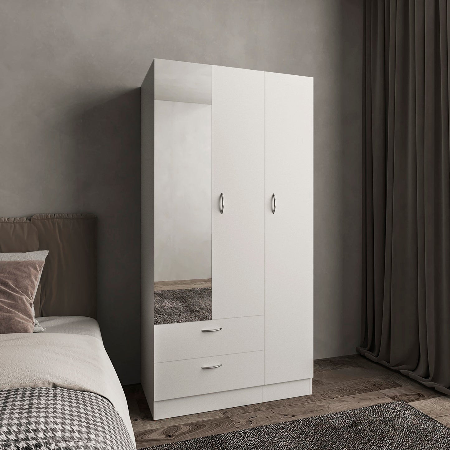 Vico 76" High Armoire Wardrove Closet with 2 Drawers, Double Door Cabinet , One Shelf and Hanging Rod, Bedroom Clothes Storage Cabinet Organizer