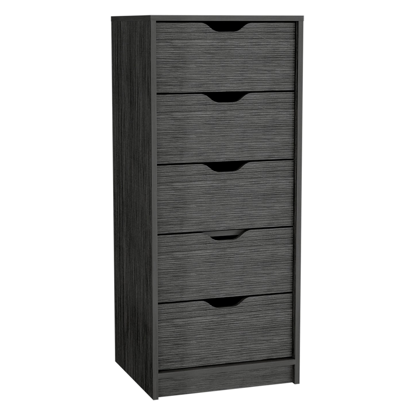 TUHOME Basilea Tall Dresser with Five Smooth Pull-Out Drawers, Slim Vertical Storage System for Clothes and Accessories, Space-Saving Modern Organizer Ideal for Bedrooms, Closets and Compact Living Areas