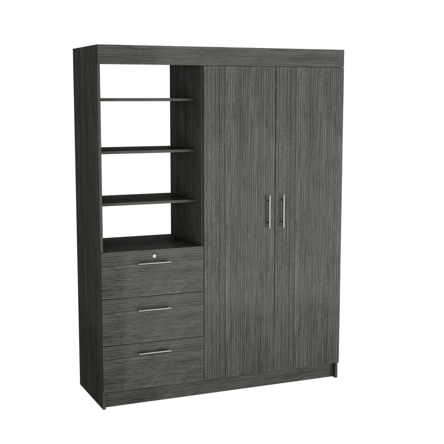 Armoire Kenya 3 Drawers, Four Shelving and Large Storage
