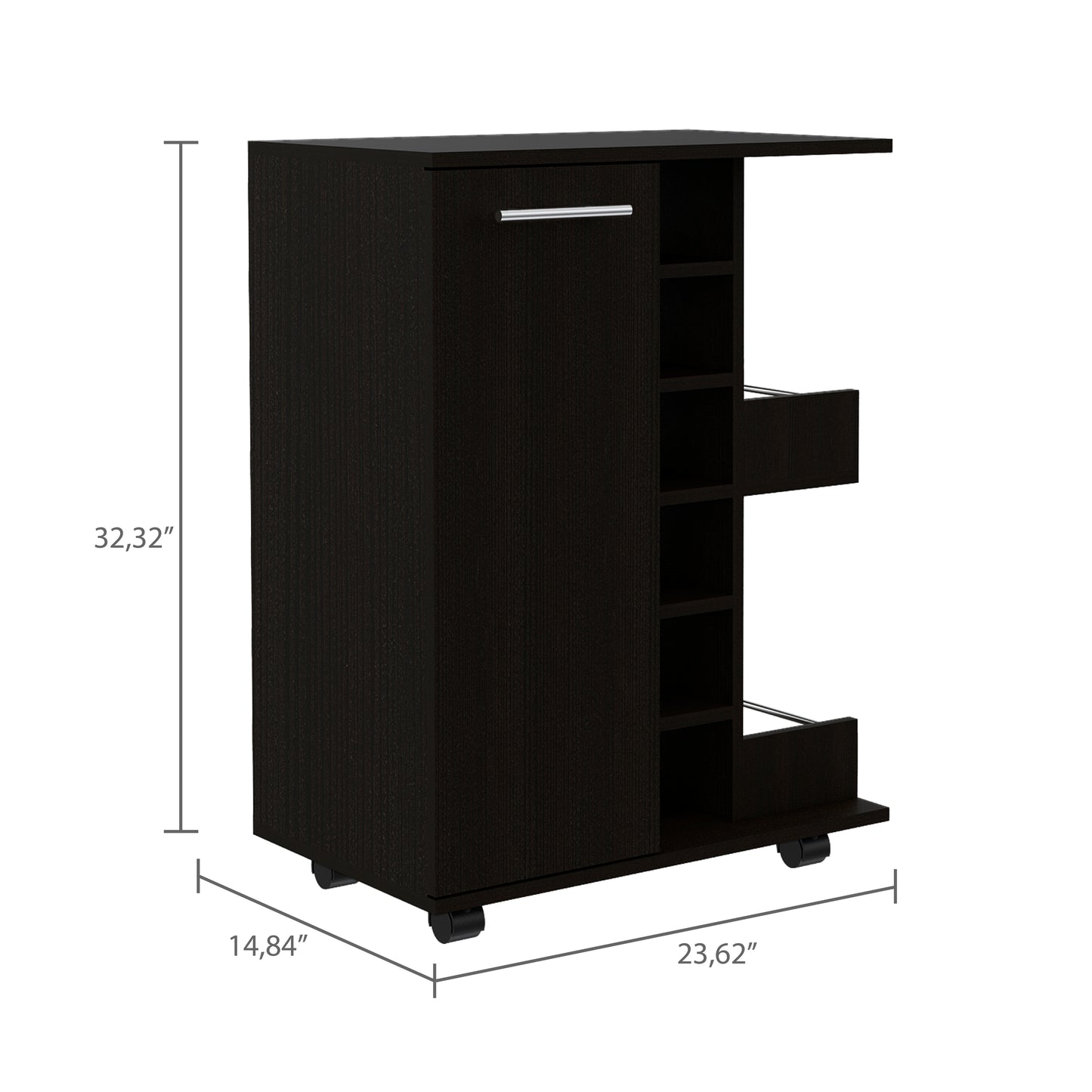 Irvine 2 Piece Living Room Set, Bar Cart + Coffee Table, Espresso / Black Wengue Finish