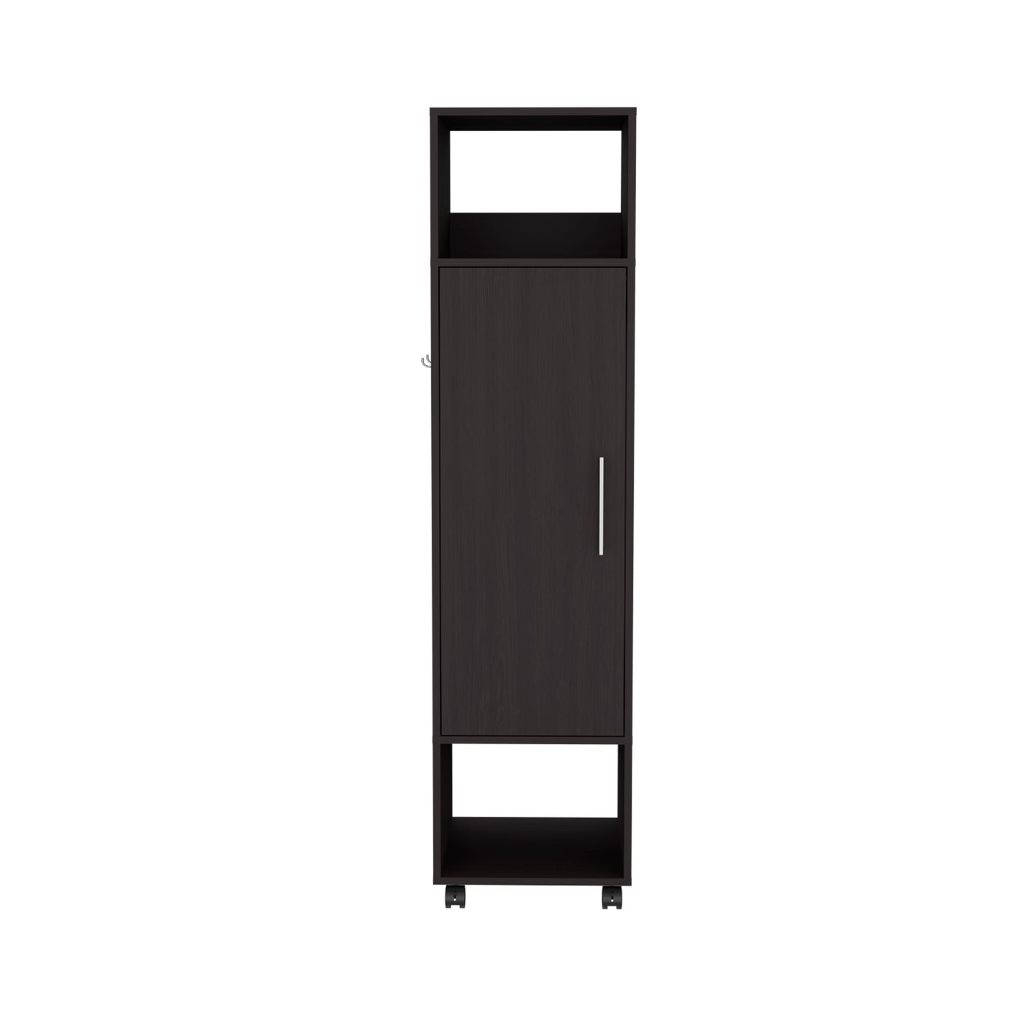 Cluster 63" Tall Wardrove One-Door Cabinet with Mirror, Three Shelves, Casters and Hanging Rod, Armoire, Bedroom Clothes Storage, Cabinet Organizer