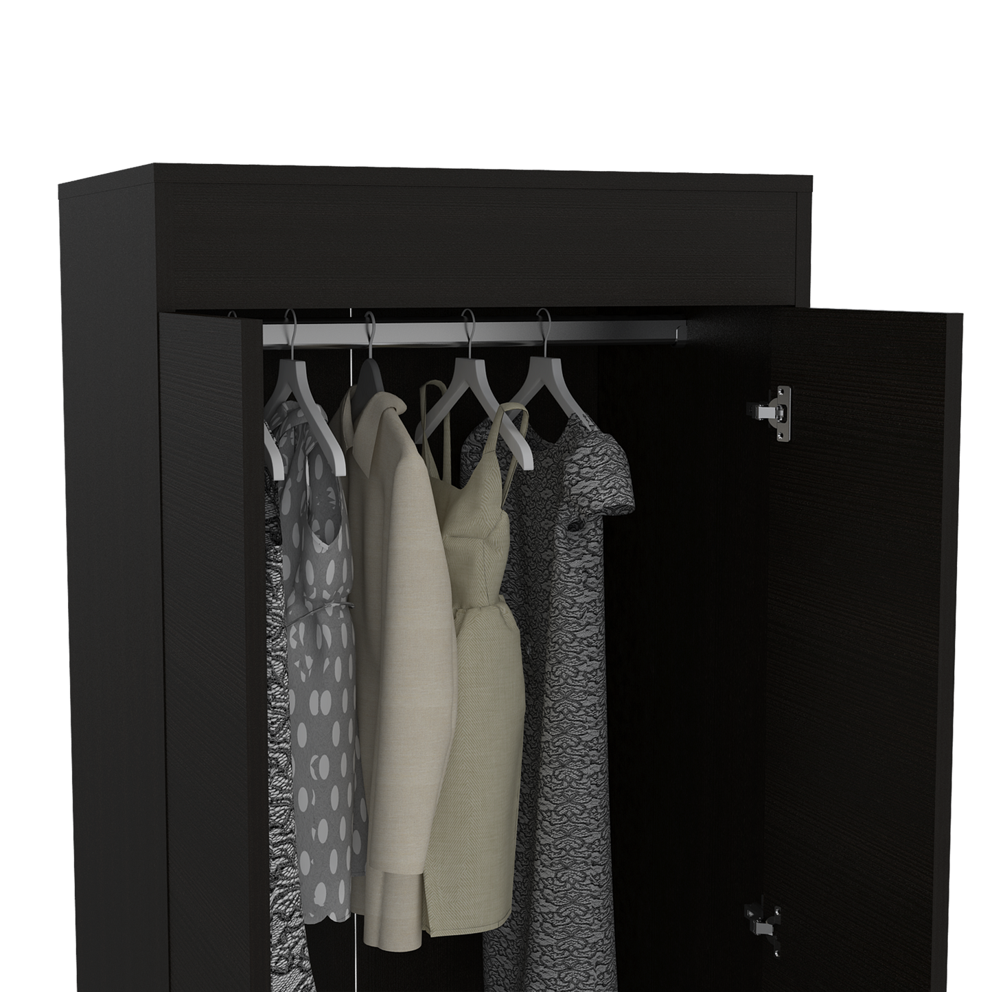 Simone Armoire, Rod, Double Door, Two Drawers, Metal Handles