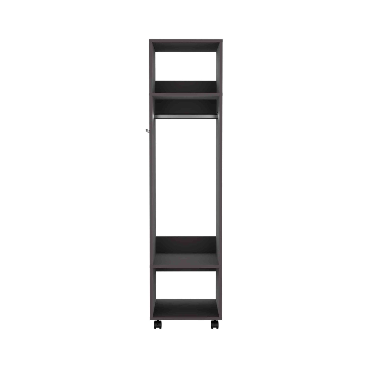 Cluster 63" Tall Wardrove with Mirror, Three Shelves, Casters and Hanging Rod, Armoire, Bedroom Clothes Storage, Cabinet Organizer