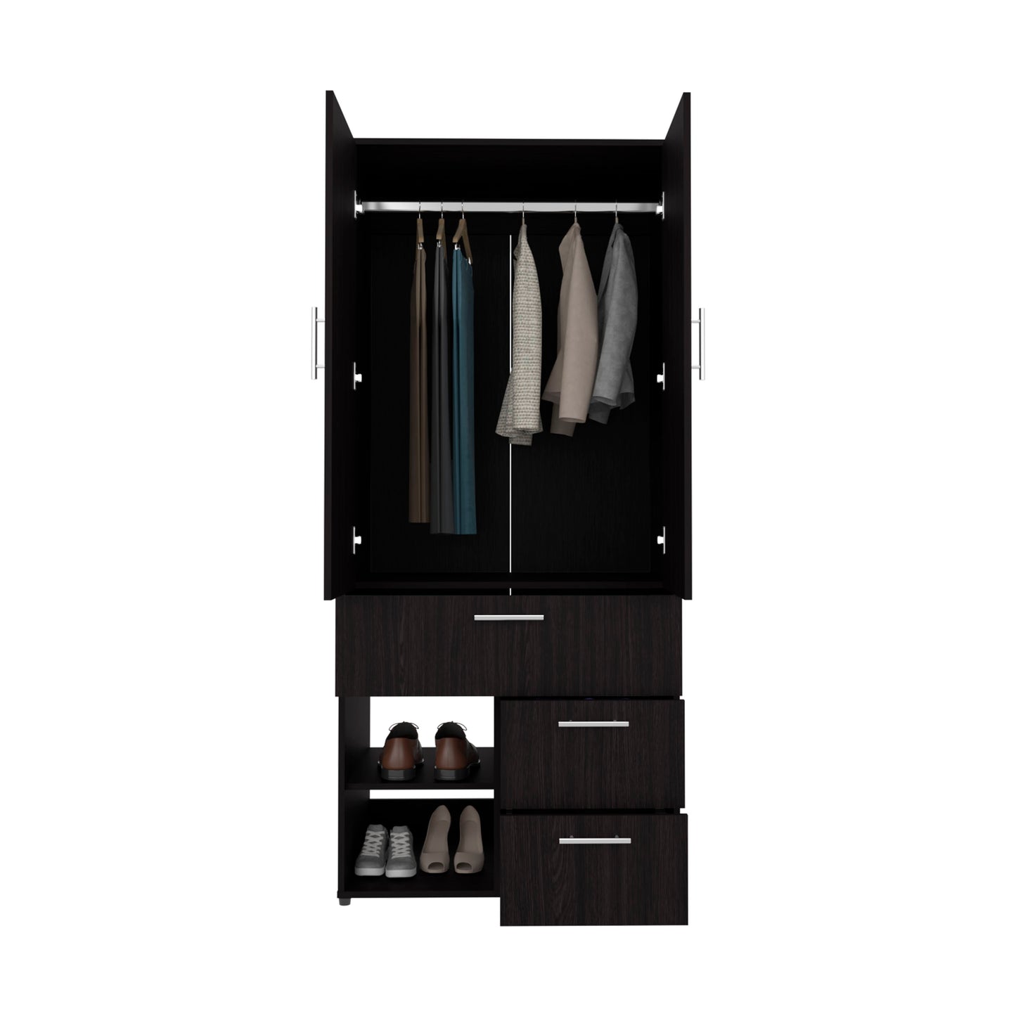Alpine Armoire With Double Doors, Internal Shelves And Hanging Rod