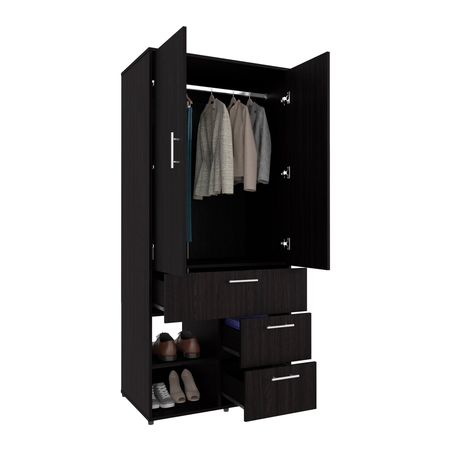 Alpine Armoire With Double Doors, Internal Shelves And Hanging Rod