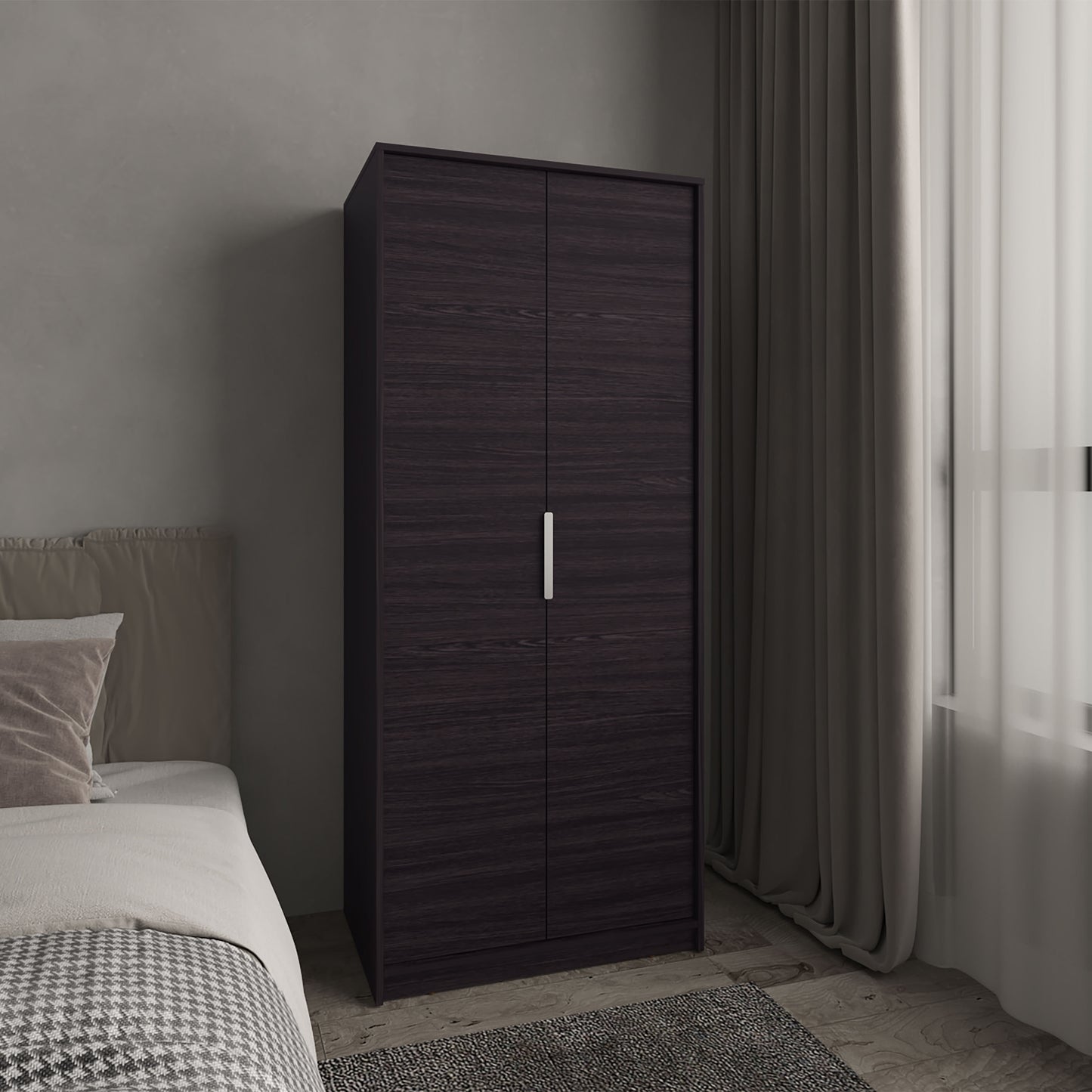 Wenden Armoire Double Doors, Hanging Rod And Interior Shelves, Freestanding Modern Wardrobe