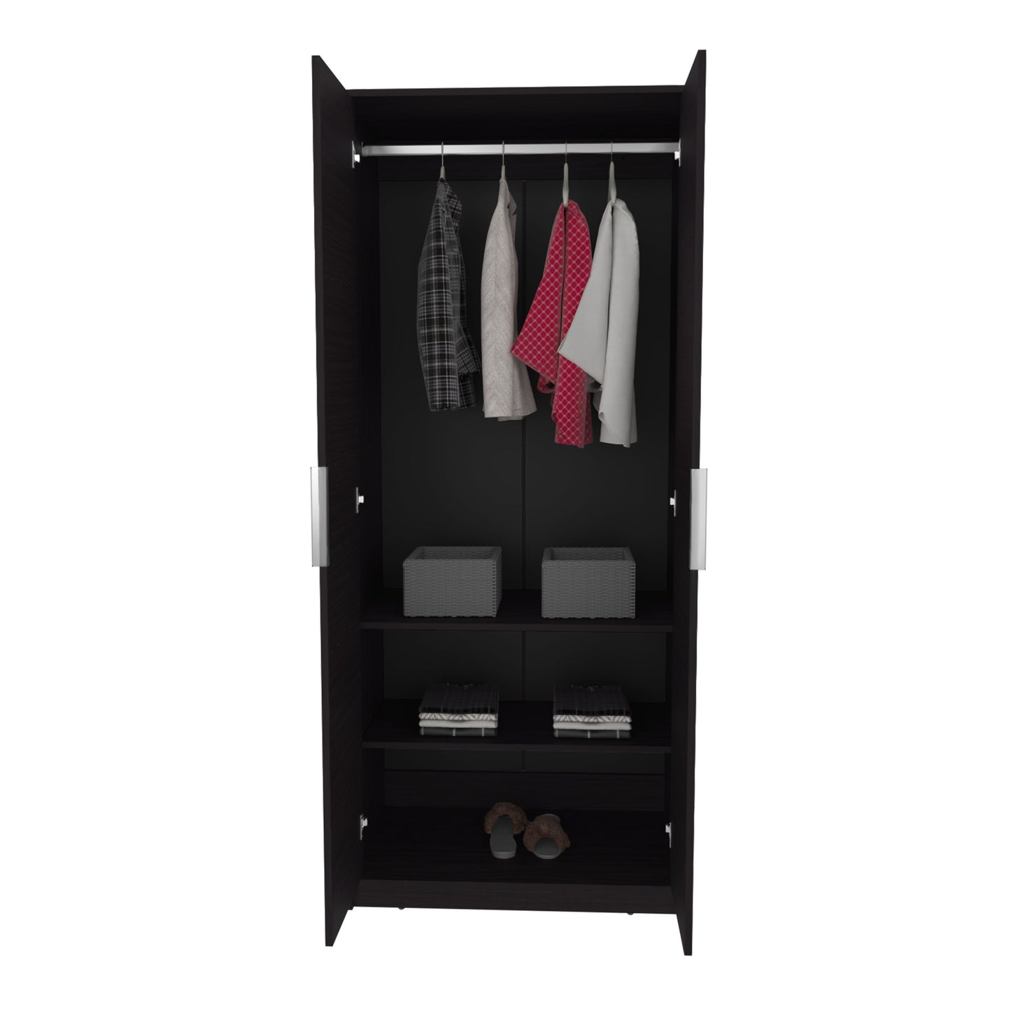 Wenden Armoire Double Doors, Hanging Rod And Interior Shelves, Freestanding Modern Wardrobe